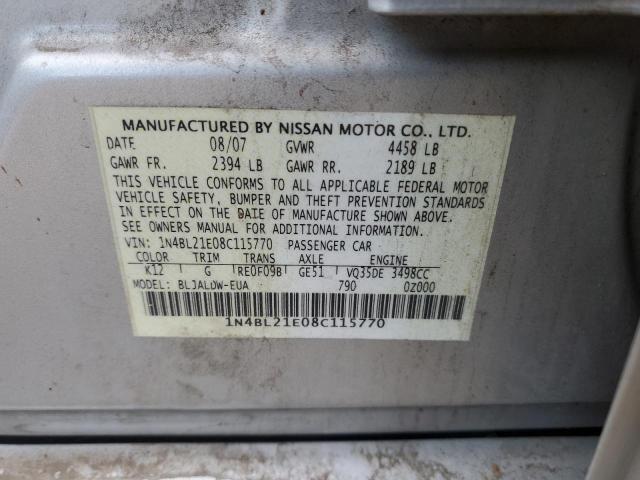 1N4BL21E08C115770 - 2008 NISSAN ALTIMA 3.5SE SILVER photo 12