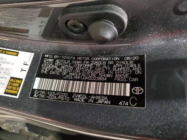 JTDL9MFU0M3023884 - 2021 TOYOTA PRIUS LE GRAY photo 13