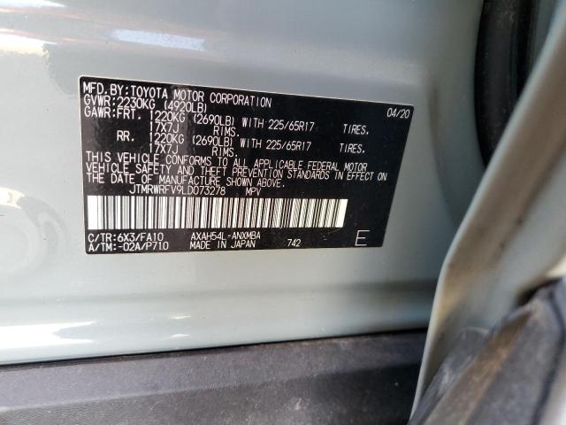 JTMRWRFV9LD073278 - 2020 TOYOTA RAV4 XLE GRAY photo 13