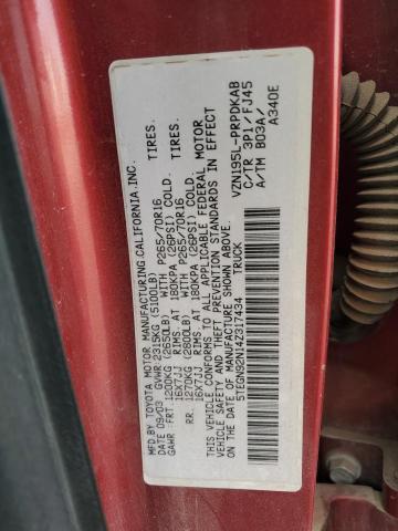 5TEGN92N14Z317434 - 2004 TOYOTA TACOMA DOUBLE CAB PRERUNNER BURGUNDY photo 12