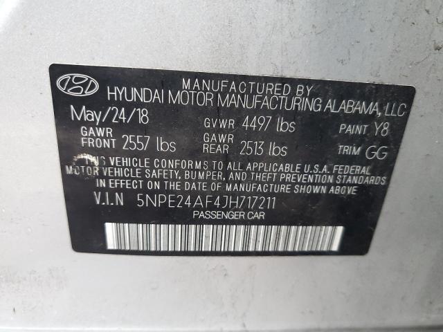 5NPE24AF4JH717211 - 2018 HYUNDAI SONATA SE SILVER photo 12