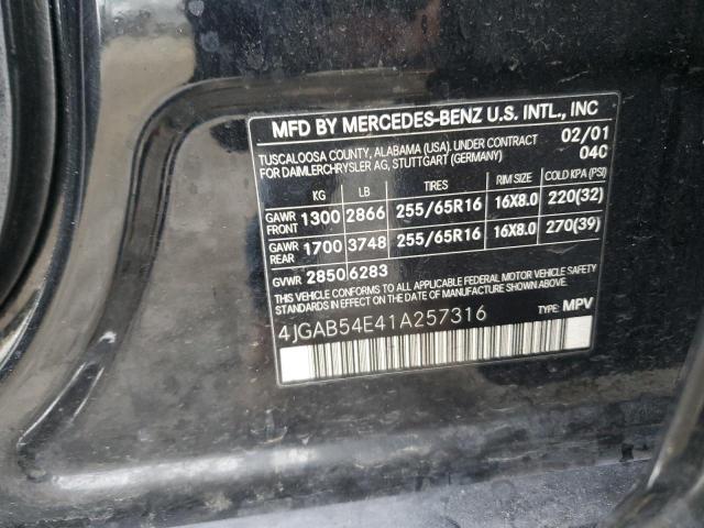 4JGAB54E41A257316 - 2001 MERCEDES-BENZ ML 320 BLACK photo 13