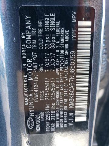 KM8K6CAB7NU850759 - 2022 HYUNDAI KONA SEL GRAY photo 13