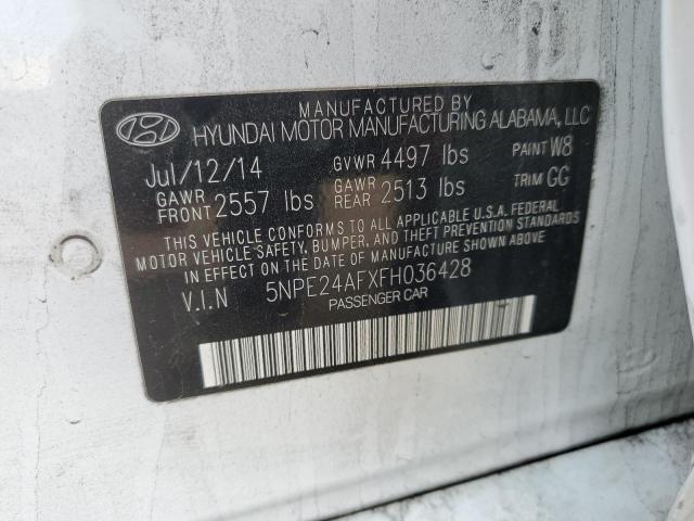 5NPE24AFXFH036428 - 2015 HYUNDAI SONATA SE WHITE photo 13