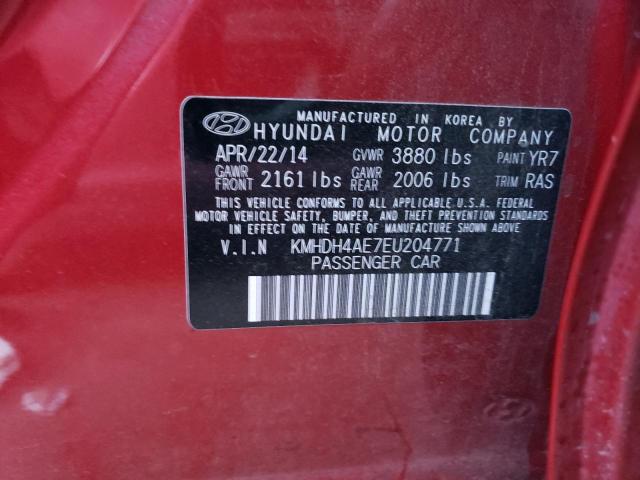 KMHDH4AE7EU204771 - 2014 HYUNDAI ELANTRA SE RED photo 12