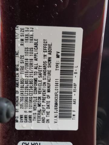 5J6RM4H3XFL015611 - 2015 HONDA CR-V LX BURGUNDY photo 13