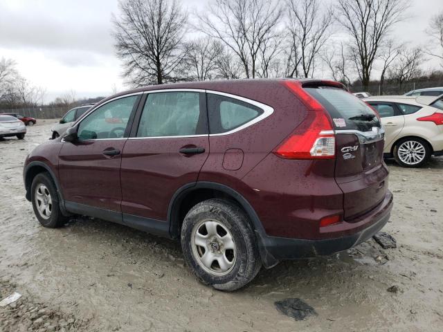 5J6RM4H3XFL015611 - 2015 HONDA CR-V LX BURGUNDY photo 2