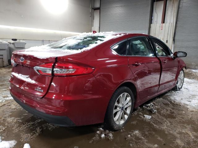 3FA6P0LU5KR221090 - 2019 FORD FUSION SE RED photo 3