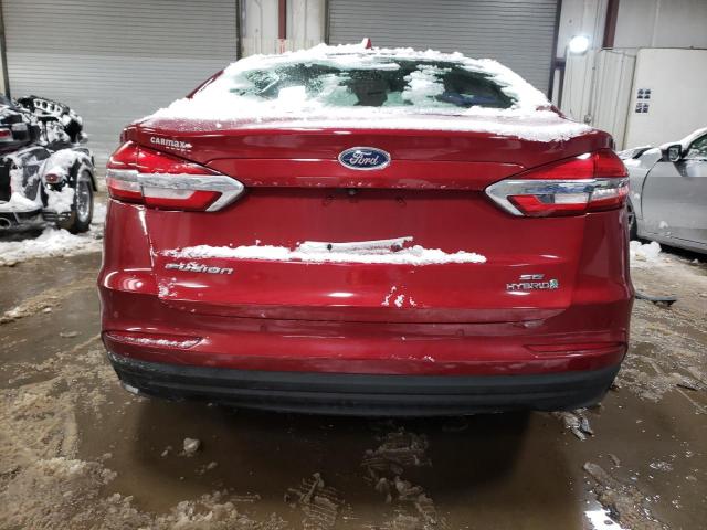 3FA6P0LU5KR221090 - 2019 FORD FUSION SE RED photo 6