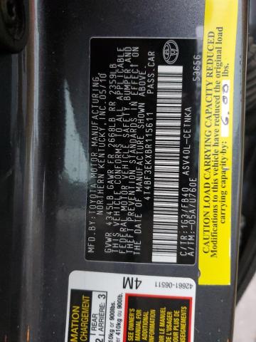 4T4BF3EKXBR115611 - 2011 TOYOTA CAMRY BASE GRAY photo 12