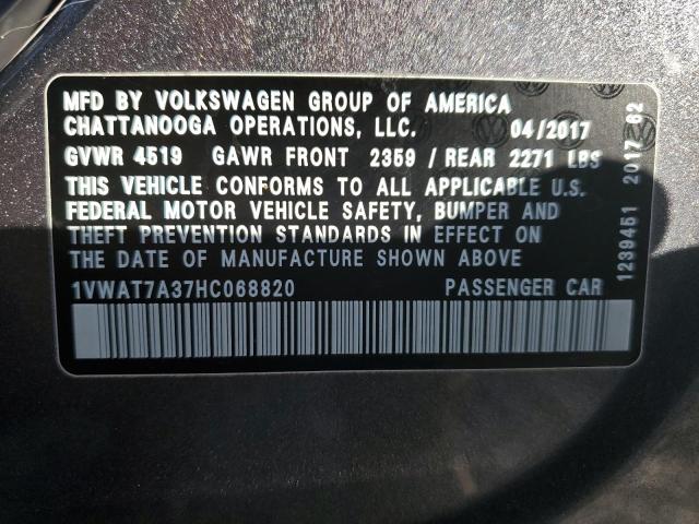 1VWAT7A37HC068820 - 2017 VOLKSWAGEN PASSAT S GRAY photo 12