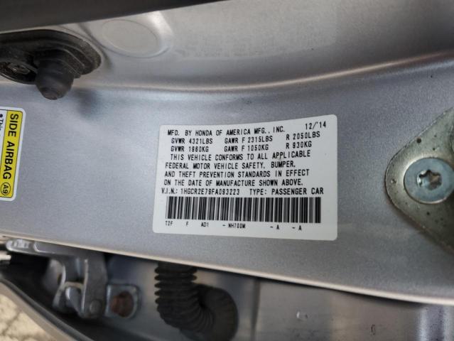 1HGCR2E79FA093223 - 2015 HONDA ACCORD EX SILVER photo 12