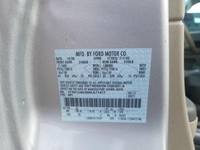 1FMCU49389KA71417 - 2009 FORD ESCAPE HYBRID  photo 10