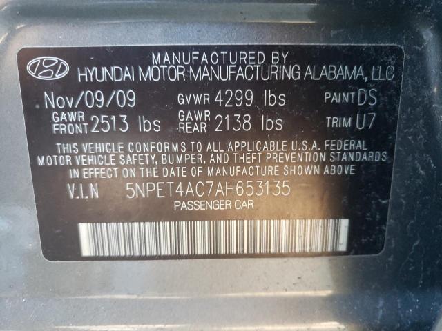 5NPET4AC7AH653135 - 2010 HYUNDAI SONATA GLS GRAY photo 13