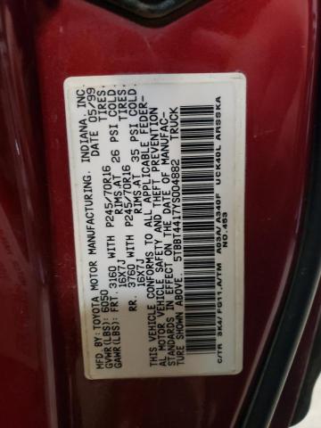 5TBBT4417YS004882 - 2000 TOYOTA TUNDRA ACCESS CAB ბურგუნდია ფოტო 12