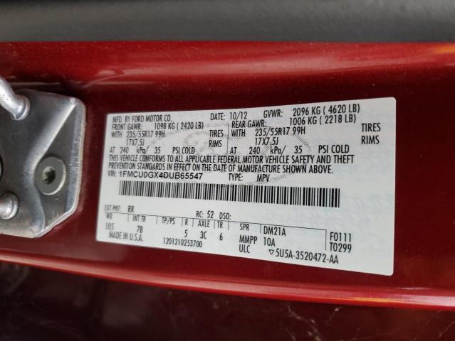 1FMCU0GX4DUB65547 - 2013 FORD ESCAPE SE RED photo 12