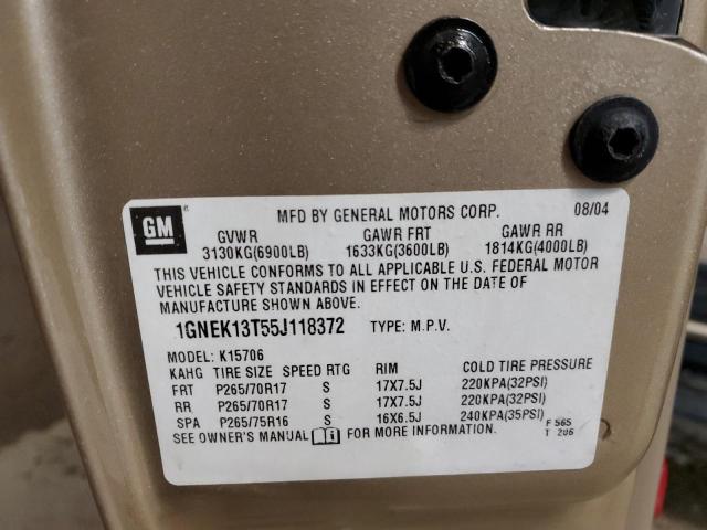 1GNEK13T55J118372 - 2005 CHEVROLET TAHOE K1500 TAN photo 14