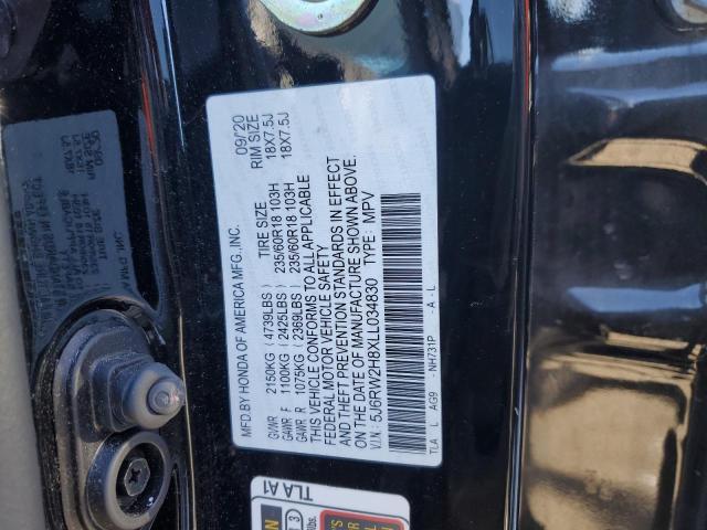 5J6RW2H8XLL034830 - 2020 HONDA CR-V EXL BLACK photo 12