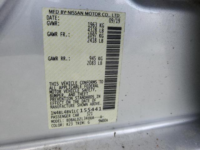 1N4BL4BV1LC155441 - 2020 NISSAN ALTIMA S SILVER photo 12