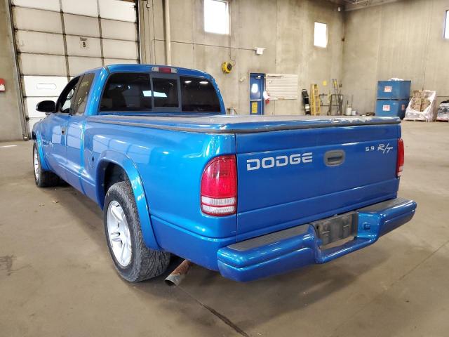 1B7GL22Z8YS630720 - 2000 DODGE DAKOTA RT BLUE photo 3