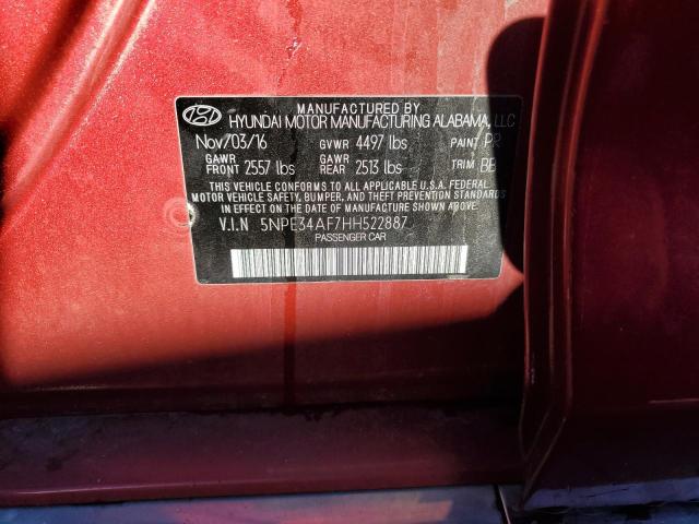 5NPE34AF7HH522887 - 2017 HYUNDAI SONATA SPORT RED photo 12