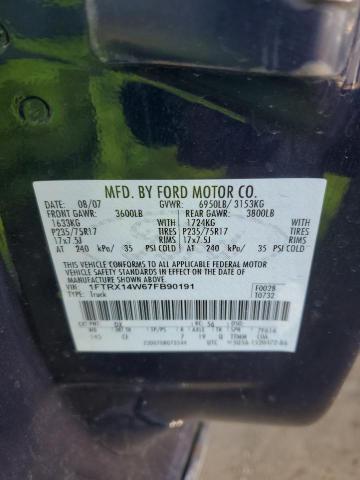 1FTRX14W67FB90191 - 2007 FORD F150 BLUE photo 12