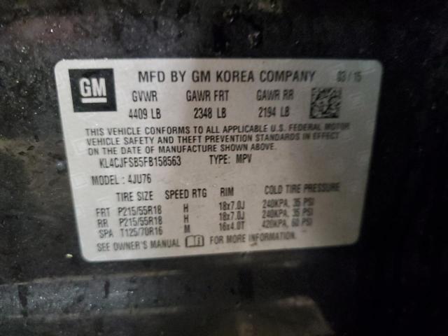 KL4CJFSB5FB158563 - 2015 BUICK ENCORE CONVENIENCE შავი ფოტო 12