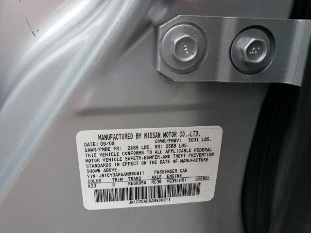 JN1CY0AR6AM960911 - 2010 INFINITI M35 BASE SILVER photo 12