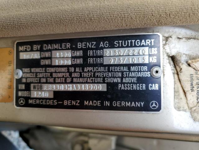 WDBEB33D3HA348900 - 1987 MERCEDES-BENZ 300 DT GOLD photo 12