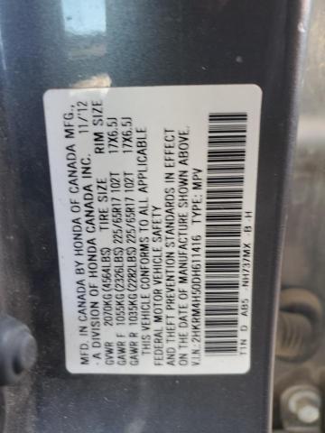 2HKRM4H50DH611416 - 2013 HONDA CR-V EX GRAY photo 12