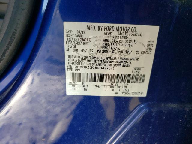 2FMDK3GC5DBA97841 - 2013 FORD EDGE SE BLUE photo 12