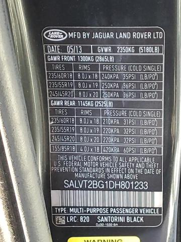 SALVT2BG1DH801233 - 2013 LAND ROVER RANGE ROVE DYNAMIC PREMIUM BLACK photo 13