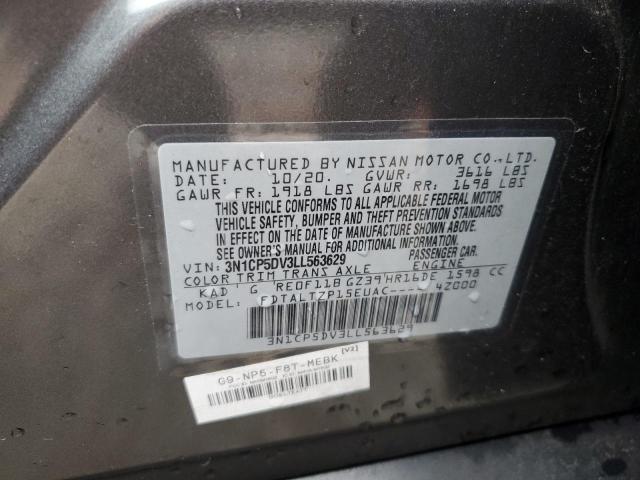 3N1CP5DV3LL563629 - 2020 NISSAN KICKS SR GRAY photo 12