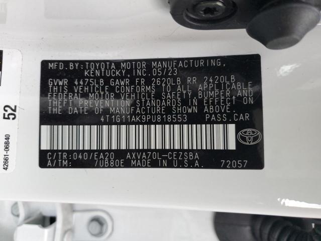 4T1G11AK9PU818553 - 2023 TOYOTA CAMRY SE NIGHT SHADE WHITE photo 12