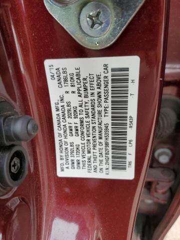 2HGFB2F98FH535945 - 2015 HONDA CIVIC EXL MAROON photo 12