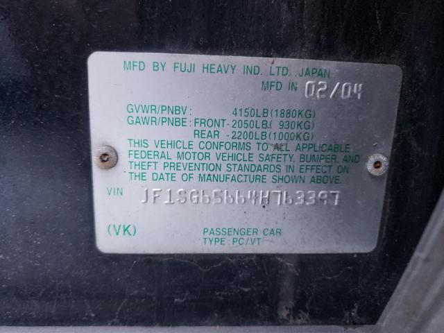 JF1SG65664H763397 - 2004 SUBARU FORESTER 2.5XS Черный фото 12