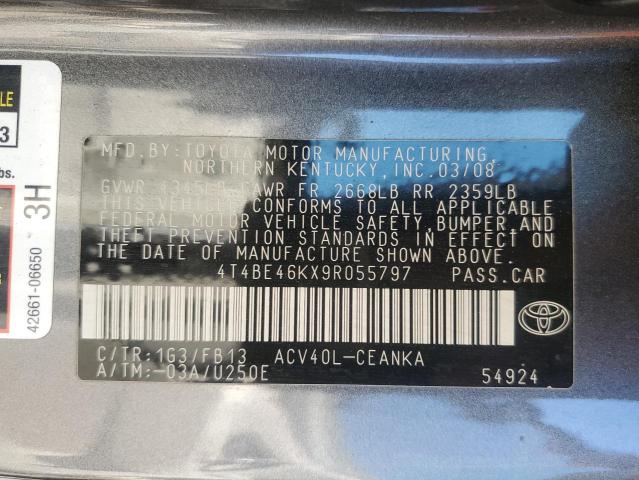 4T4BE46KX9R055797 - 2009 TOYOTA CAMRY BASE GRAY photo 13