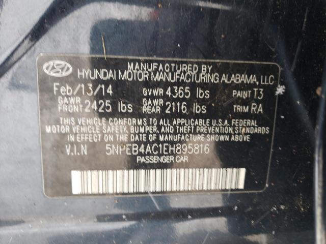 5NPEB4AC1EH895816 - 2014 HYUNDAI SONATA GLS BLUE photo 12