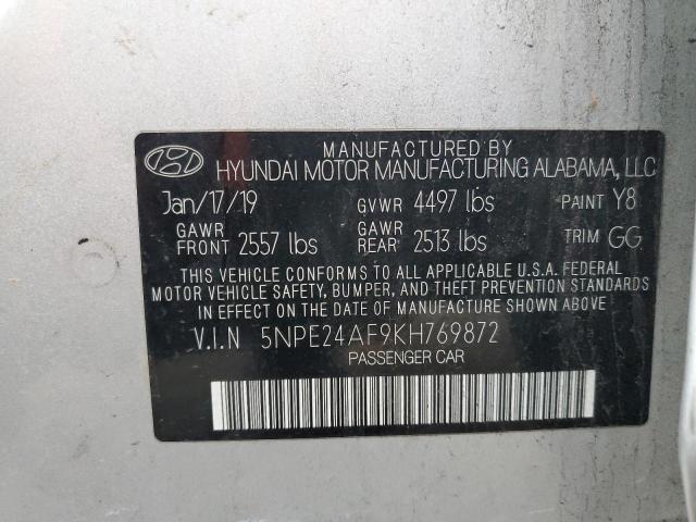 5NPE24AF9KH769872 - 2019 HYUNDAI SONATA SE SILVER photo 12