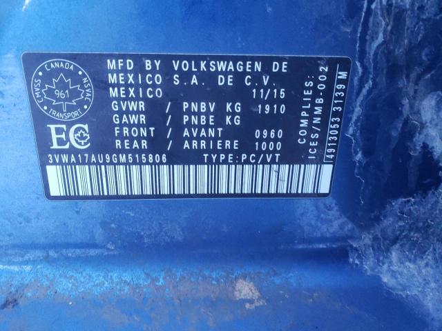 3VWA17AU9GM515806 - 2016 VOLKSWAGEN GOLF SPORT S BLUE photo 13