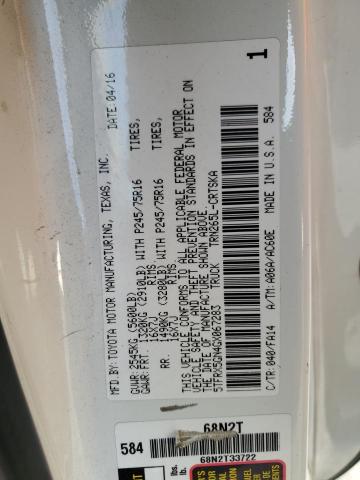 5TFRX5GN4GX067283 - 2016 TOYOTA TACOMA ACCESS CAB Ақ фото 12