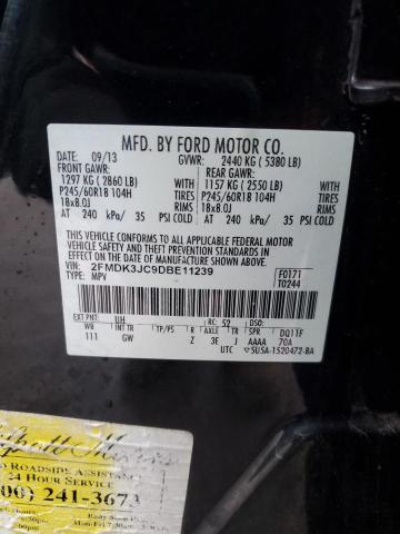 2FMDK3JC9DBE11239 - 2013 FORD EDGE SEL BLACK photo 13