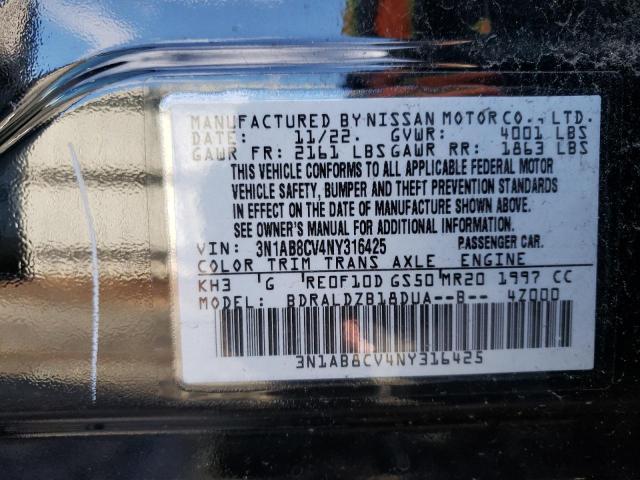 3N1AB8CV4NY316425 - 2022 NISSAN SENTRA SV BLACK photo 12