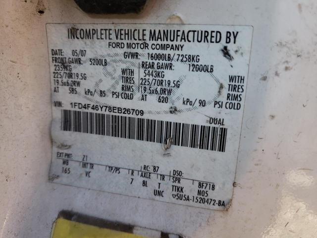 1FD4F46Y78EB26709 - 2008 FORD F450 SUPER DUTY WHITE photo 10