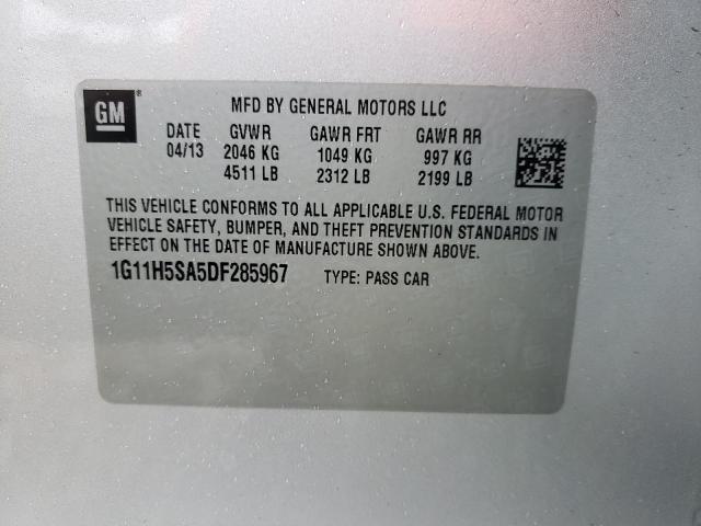 1G11H5SA5DF285967 - 2013 CHEVROLET MALIBU LTZ ვერცხლისფერი ფოტო 12