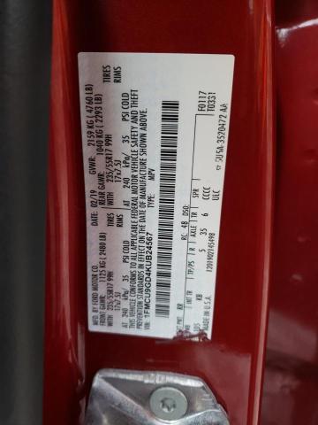1FMCU9GD4KUB24567 - 2019 FORD ESCAPE SE RED photo 13