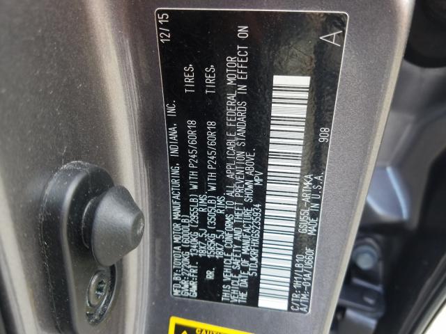 5TDJKRFHXGS235934 - 2016 TOYOTA HIGHLANDER XLE  ფოტო 10