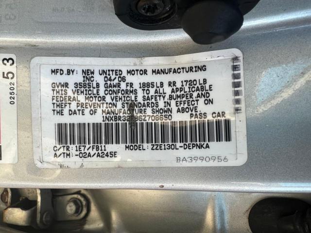 1NXBR32E86Z708650 - 2006 TOYOTA COROLLA CE SILVER photo 10