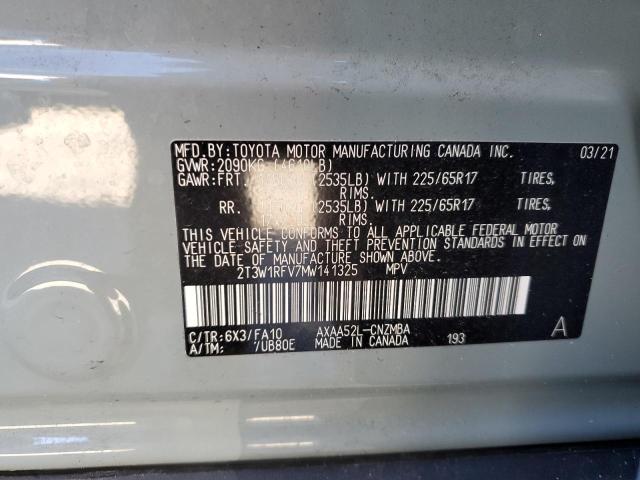 2T3W1RFV7MW141325 - 2021 TOYOTA RAV4 XLE GRAY photo 12