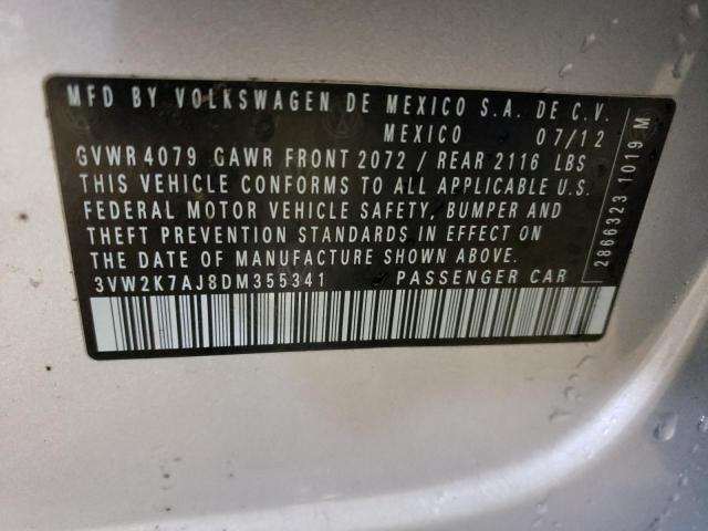 3VW2K7AJ8DM355341 - 2013 VOLKSWAGEN JETTA BASE Արծաթագույն լուսանկար 13